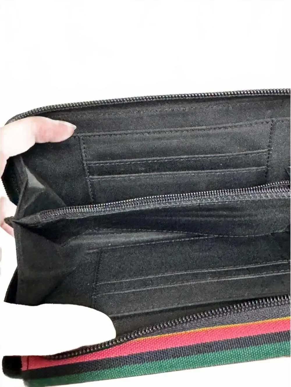 Multicolor Stripe Canvas Checkbook Wallet Zip Around Card Organizer Southwestern
